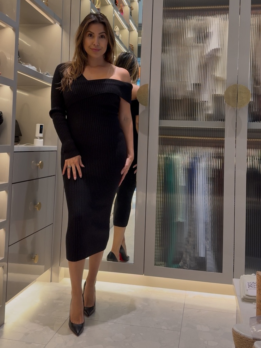 L&F’s Black One-Shoulder Sweater Dress